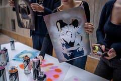 Museum Entrance with Stencil Art Workshop and Spray